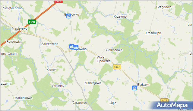 mapa Wola Lipowska, Wola Lipowska na mapie Targeo