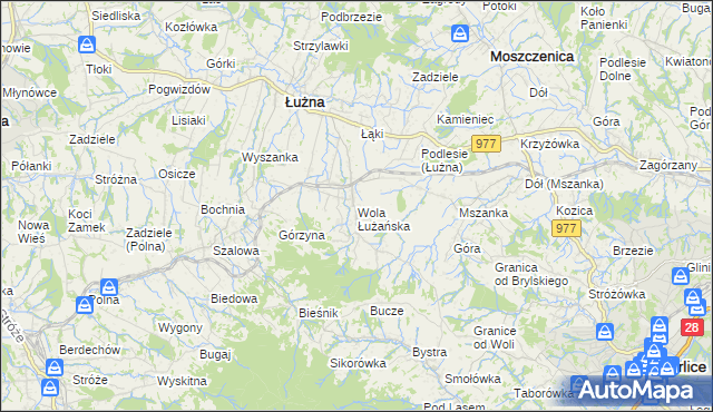 mapa Wola Łużańska, Wola Łużańska na mapie Targeo