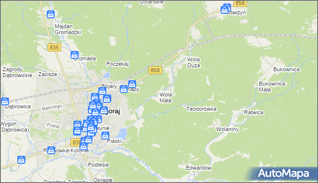 mapa Wola Mała gmina Biłgoraj, Wola Mała gmina Biłgoraj na mapie Targeo