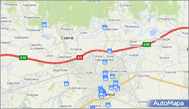 mapa Wola Mała gmina Czarna, Wola Mała gmina Czarna na mapie Targeo