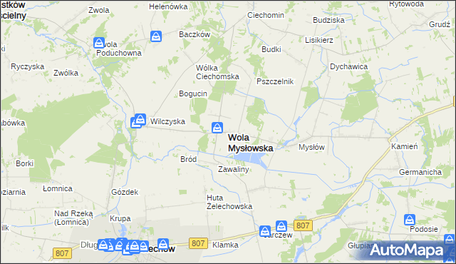 mapa Wola Mysłowska, Wola Mysłowska na mapie Targeo