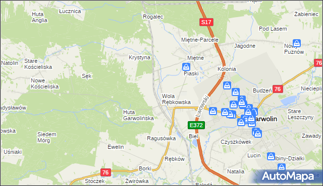 mapa Wola Rębkowska, Wola Rębkowska na mapie Targeo