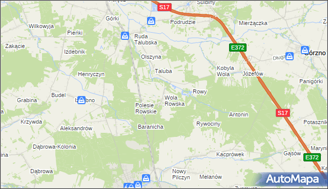 mapa Wola Rowska, Wola Rowska na mapie Targeo