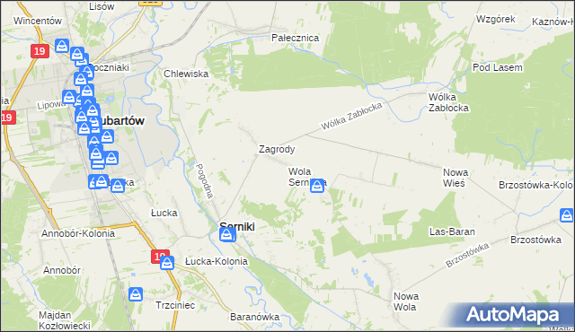 mapa Wola Sernicka, Wola Sernicka na mapie Targeo