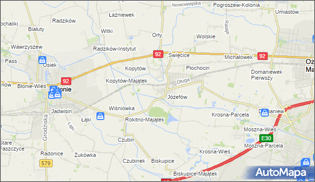 mapa Wolica gmina Ożarów Mazowiecki, Wolica gmina Ożarów Mazowiecki na mapie Targeo
