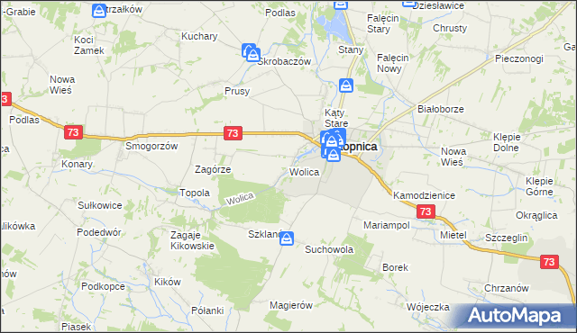 mapa Wolica gmina Stopnica, Wolica gmina Stopnica na mapie Targeo