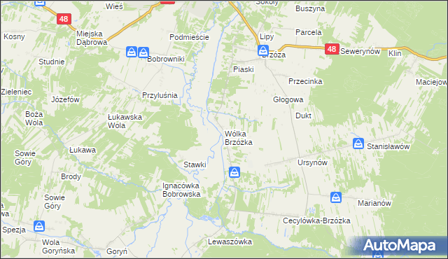 mapa Wólka Brzózka, Wólka Brzózka na mapie Targeo