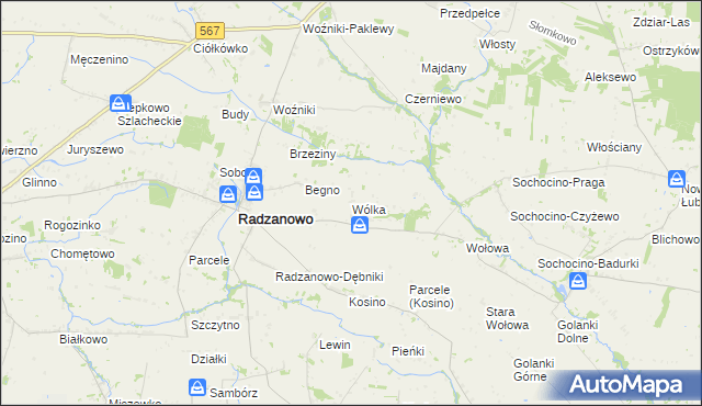 mapa Wólka gmina Radzanowo, Wólka gmina Radzanowo na mapie Targeo