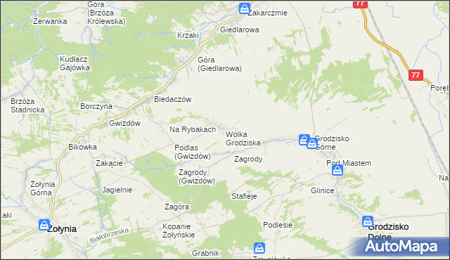 mapa Wólka Grodziska gmina Grodzisko Dolne, Wólka Grodziska gmina Grodzisko Dolne na mapie Targeo