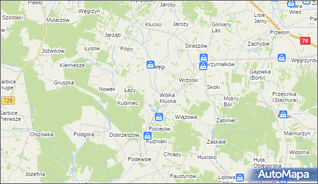 mapa Wólka Kłucka, Wólka Kłucka na mapie Targeo