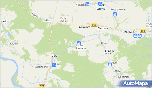 mapa Wólka Łamana, Wólka Łamana na mapie Targeo