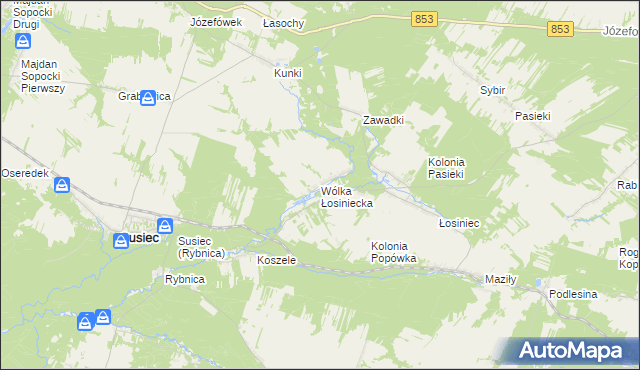 mapa Wólka Łosiniecka, Wólka Łosiniecka na mapie Targeo