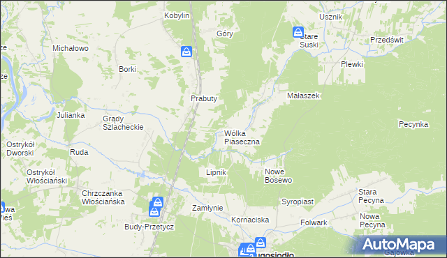 mapa Wólka Piaseczna gmina Długosiodło, Wólka Piaseczna gmina Długosiodło na mapie Targeo