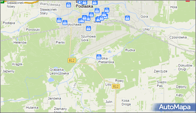 mapa Wólka Plebańska gmina Biała Podlaska, Wólka Plebańska gmina Biała Podlaska na mapie Targeo