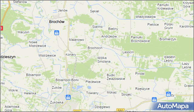 mapa Wólka Smolana gmina Brochów, Wólka Smolana gmina Brochów na mapie Targeo