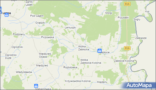 mapa Wólka Zabłocka gmina Tuczna, Wólka Zabłocka gmina Tuczna na mapie Targeo