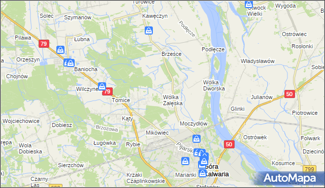 mapa Wólka Załęska gmina Góra Kalwaria, Wólka Załęska gmina Góra Kalwaria na mapie Targeo