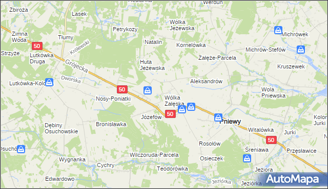 mapa Wólka Załęska gmina Pniewy, Wólka Załęska gmina Pniewy na mapie Targeo