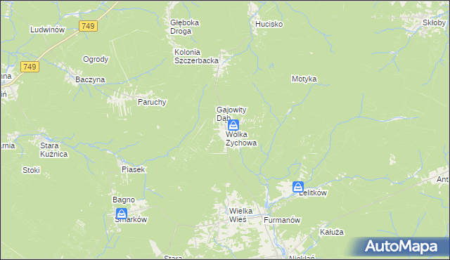 mapa Wólka Zychowa, Wólka Zychowa na mapie Targeo