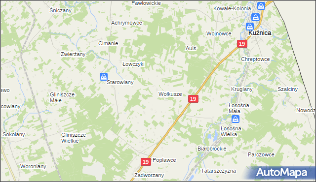 mapa Wołkusze, Wołkusze na mapie Targeo