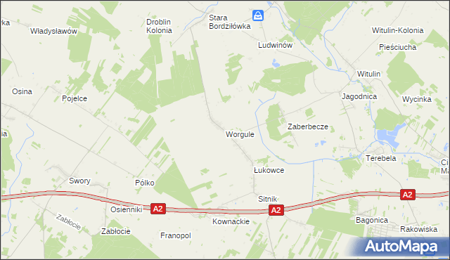 mapa Worgule, Worgule na mapie Targeo