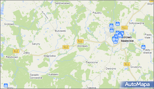 mapa Worławki gmina Górowo Iławeckie, Worławki gmina Górowo Iławeckie na mapie Targeo