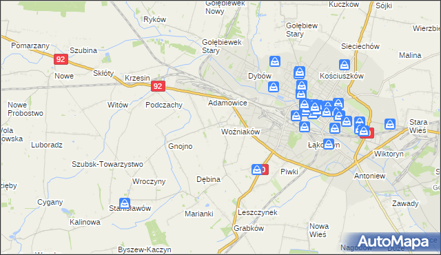 mapa Woźniaków, Woźniaków na mapie Targeo