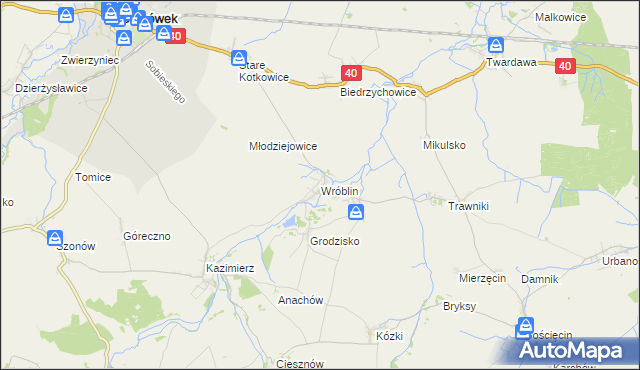 mapa Wróblin, Wróblin na mapie Targeo
