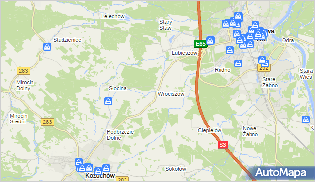 mapa Wrociszów, Wrociszów na mapie Targeo