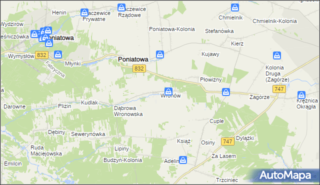 mapa Wronów gmina Bełżyce, Wronów gmina Bełżyce na mapie Targeo