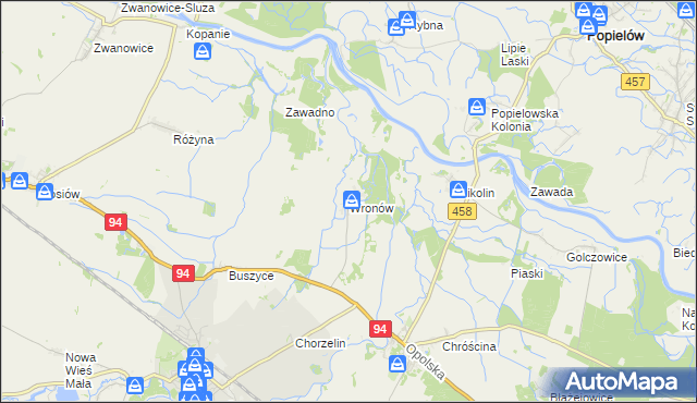 mapa Wronów gmina Lewin Brzeski, Wronów gmina Lewin Brzeski na mapie Targeo