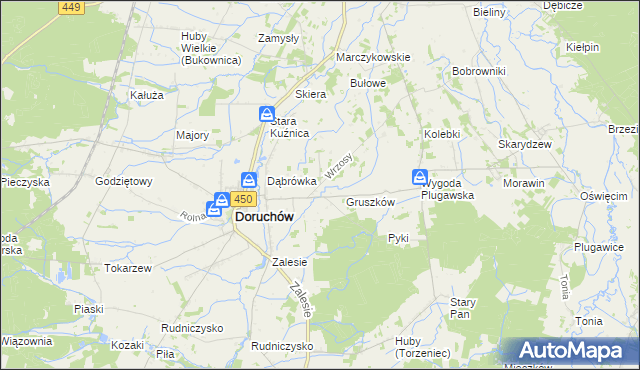mapa Wrzosy gmina Doruchów, Wrzosy gmina Doruchów na mapie Targeo