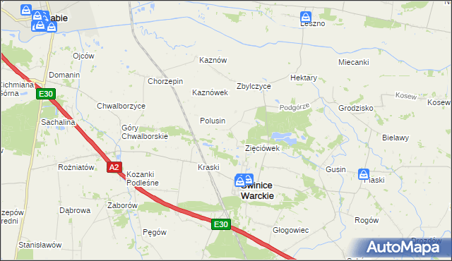 mapa Wyganów gmina Świnice Warckie, Wyganów gmina Świnice Warckie na mapie Targeo