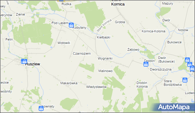 mapa Wygnanki, Wygnanki na mapie Targeo