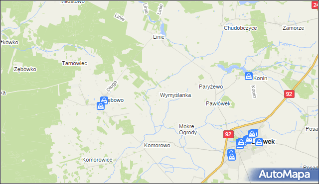 mapa Wymyślanka gmina Lwówek, Wymyślanka gmina Lwówek na mapie Targeo