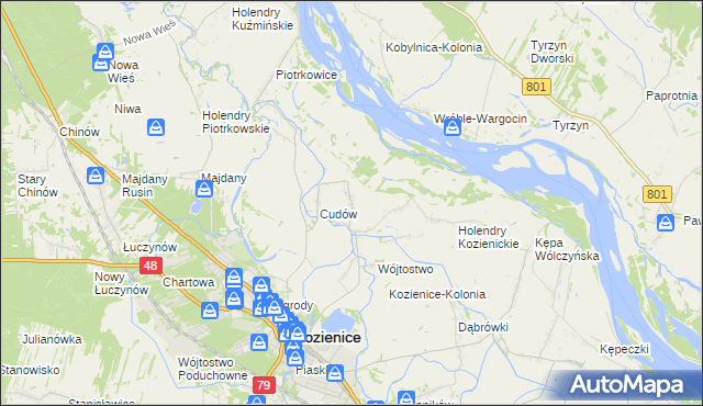 mapa Wymysłów gmina Kozienice, Wymysłów gmina Kozienice na mapie Targeo