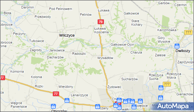 mapa Wysiadłów, Wysiadłów na mapie Targeo