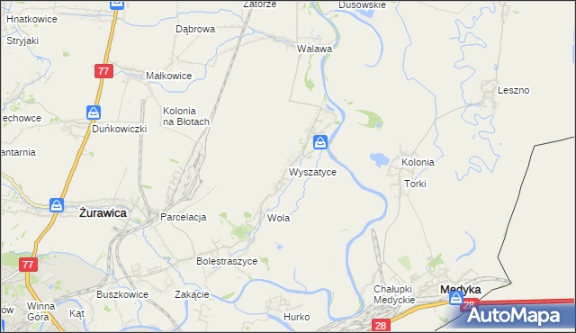 mapa Wyszatyce, Wyszatyce na mapie Targeo