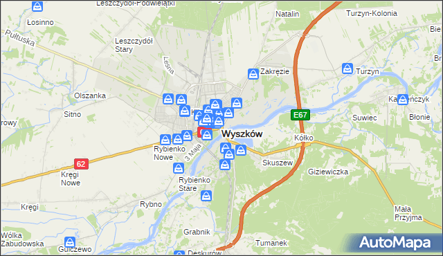 mapa Wyszków, Wyszków na mapie Targeo