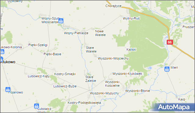 mapa Wyszonki-Wojciechy, Wyszonki-Wojciechy na mapie Targeo