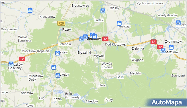 mapa Wywóz, Wywóz na mapie Targeo