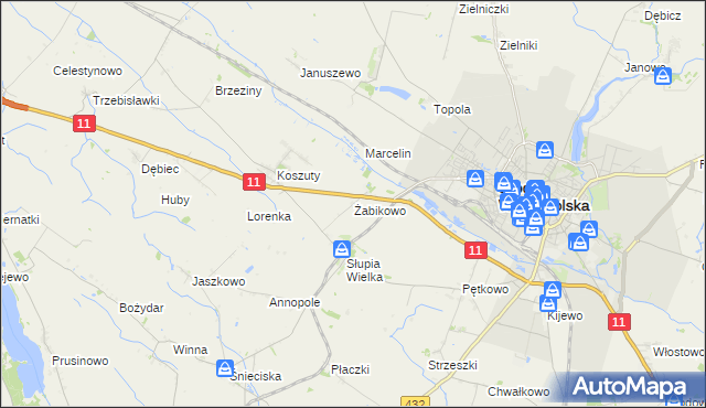 mapa Żabikowo, Żabikowo na mapie Targeo