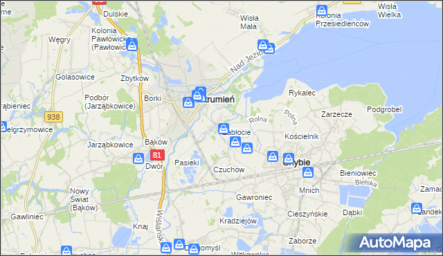 mapa Zabłocie gmina Strumień, Zabłocie gmina Strumień na mapie Targeo