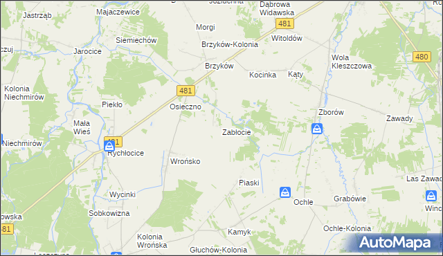 mapa Zabłocie gmina Widawa, Zabłocie gmina Widawa na mapie Targeo