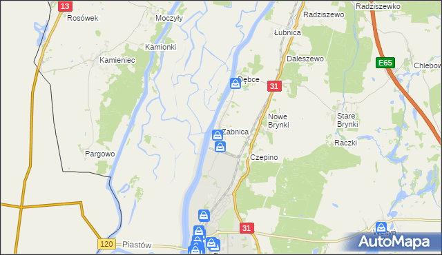 mapa Żabnica gmina Gryfino, Żabnica gmina Gryfino na mapie Targeo