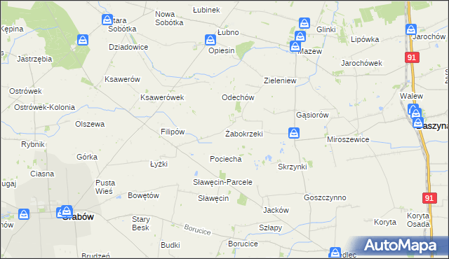 mapa Żabokrzeki gmina Daszyna, Żabokrzeki gmina Daszyna na mapie Targeo