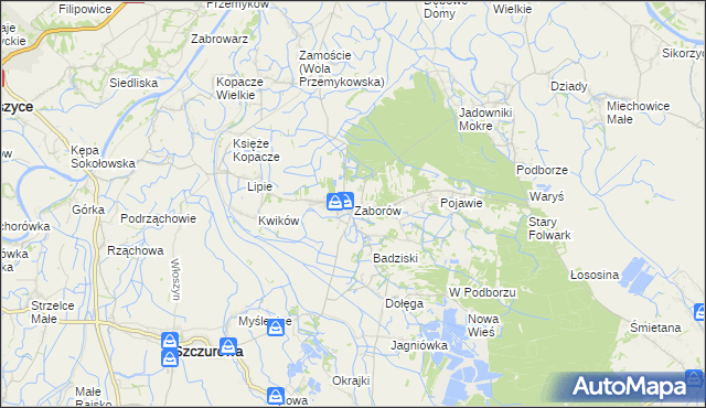 mapa Zaborów gmina Szczurowa, Zaborów gmina Szczurowa na mapie Targeo