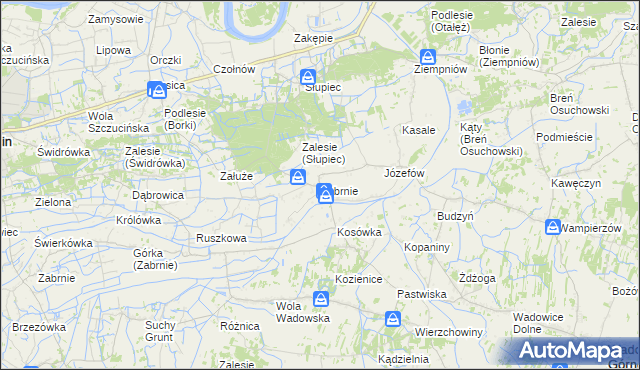 mapa Zabrnie gmina Wadowice Górne, Zabrnie gmina Wadowice Górne na mapie Targeo