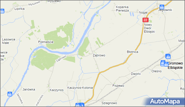 mapa Ząbrowo gmina Stare Pole, Ząbrowo gmina Stare Pole na mapie Targeo