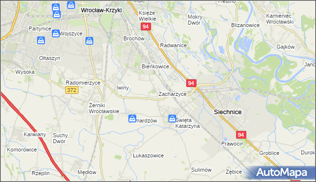 mapa Zacharzyce, Zacharzyce na mapie Targeo